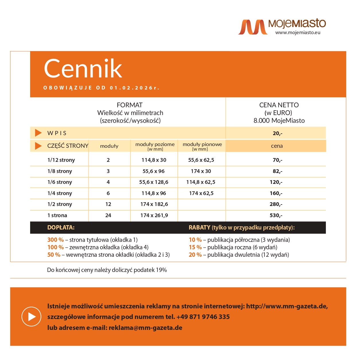 Cennik reklam 2026 PL